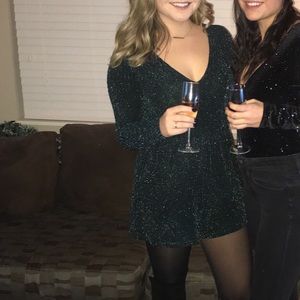 Emerald glitter romper